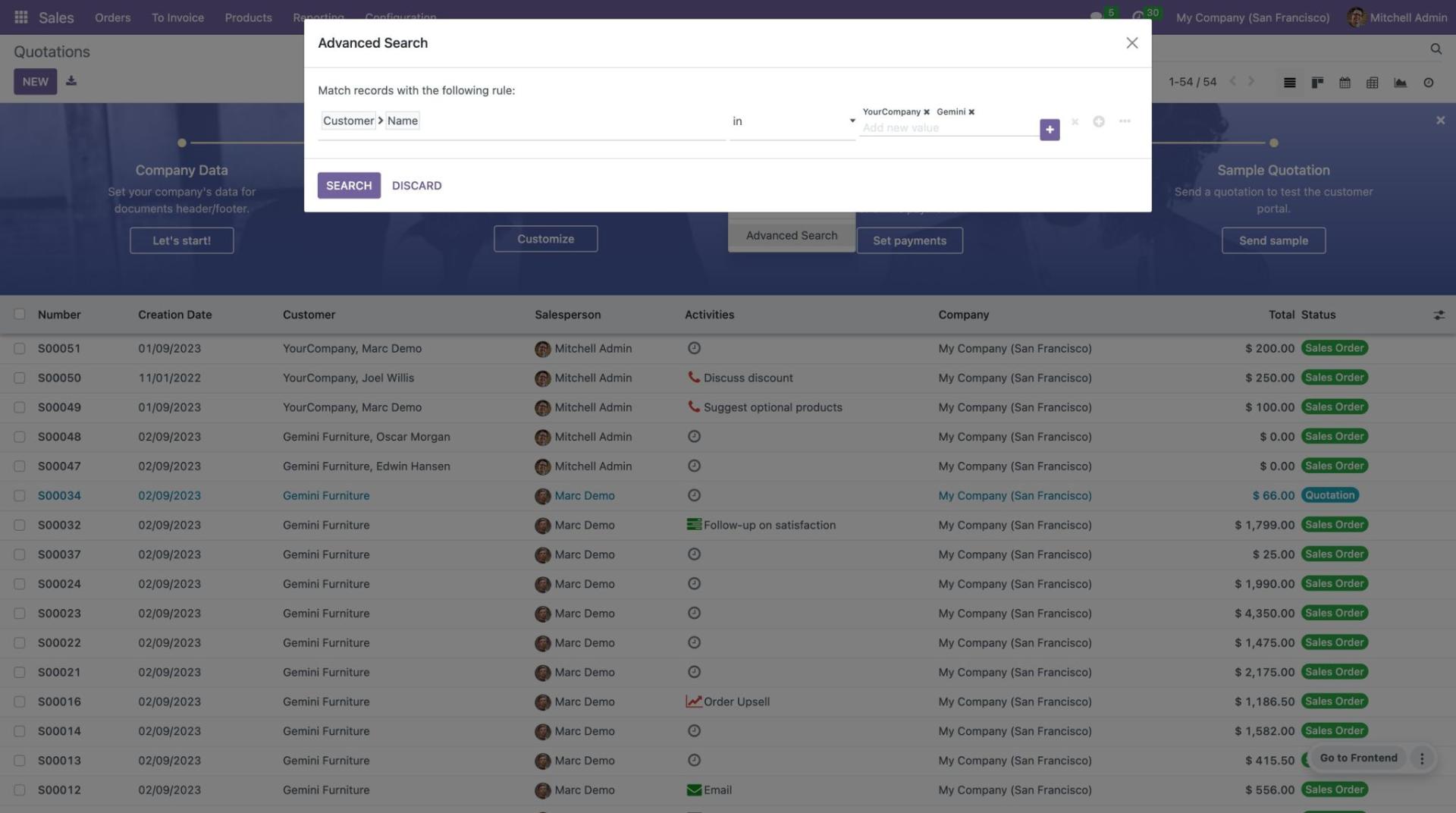 Tính năng tìm kiếm nâng cao trong Odoo 17