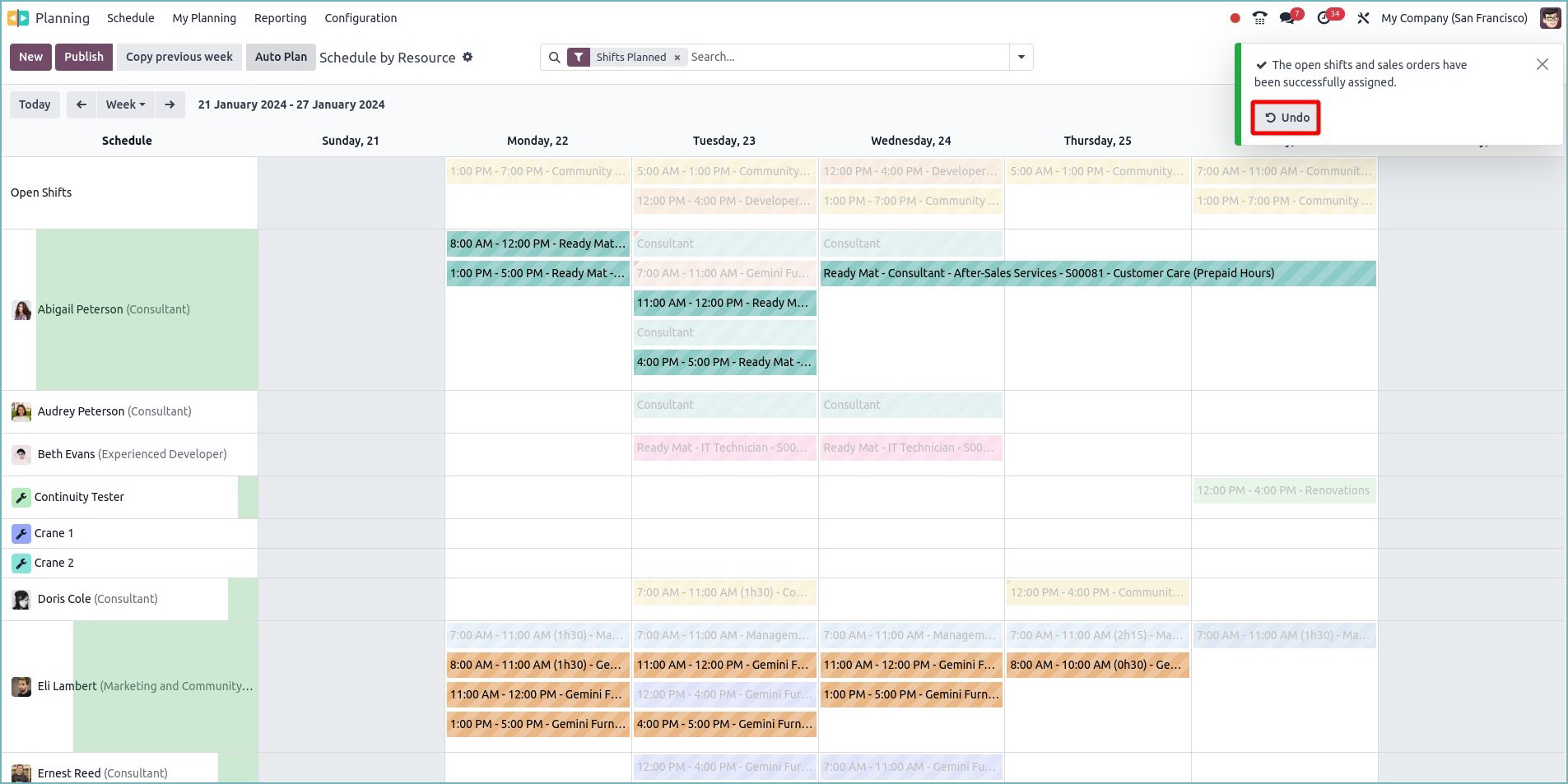 Thao tác hoàn tác hành động nếu lỡ chọn "tự động lập lich"