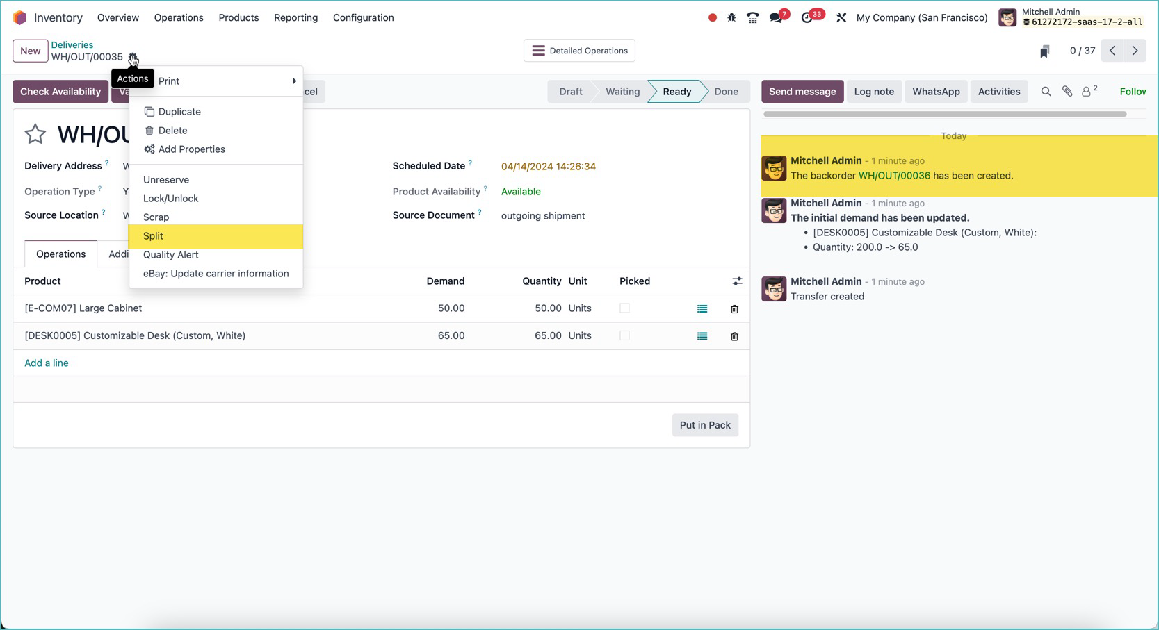 Các bước tạo đơn đặt hàng trước trong Odoo