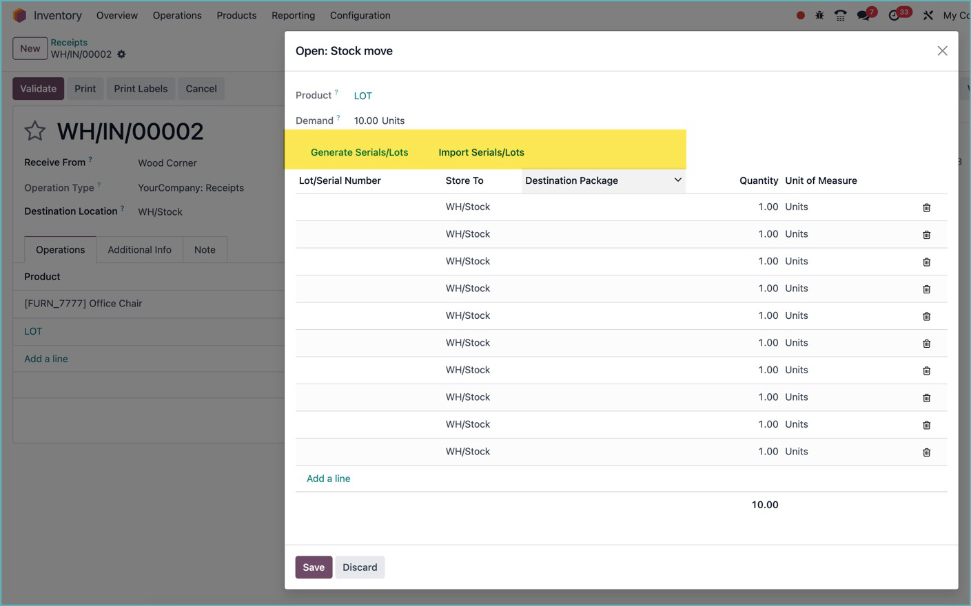 Khả năng tạo số lô sau khi nhận sản phẩm