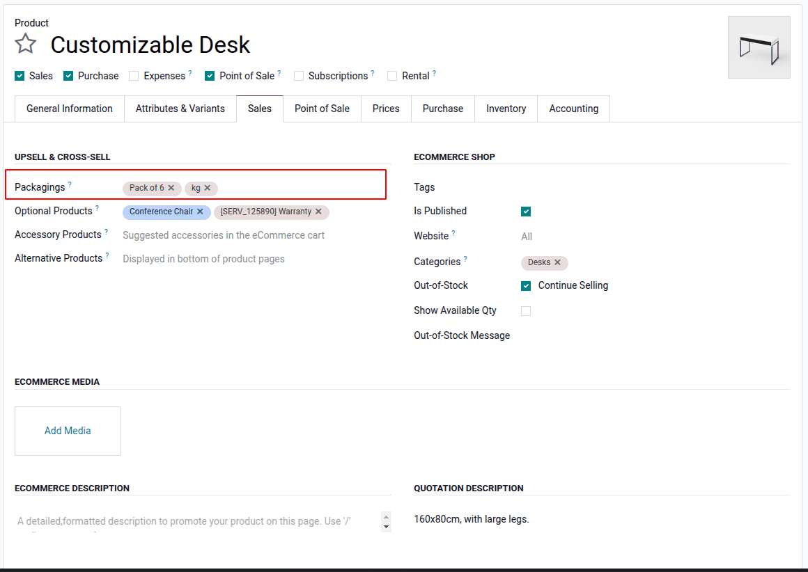 Tính năng tùy chọn đóng gói từ giỏ hàng