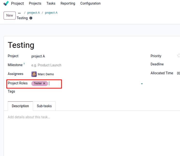 Minh họa quản lý dự án gán vai trò Designer