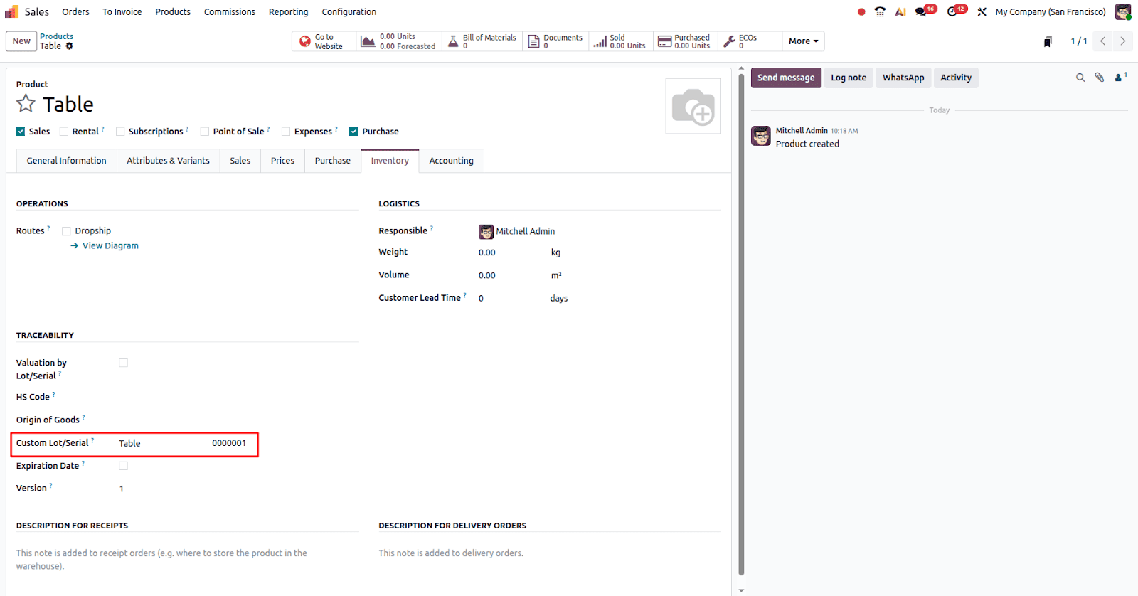 Số lô & số serial được cụ thể theo từng sản phẩm
