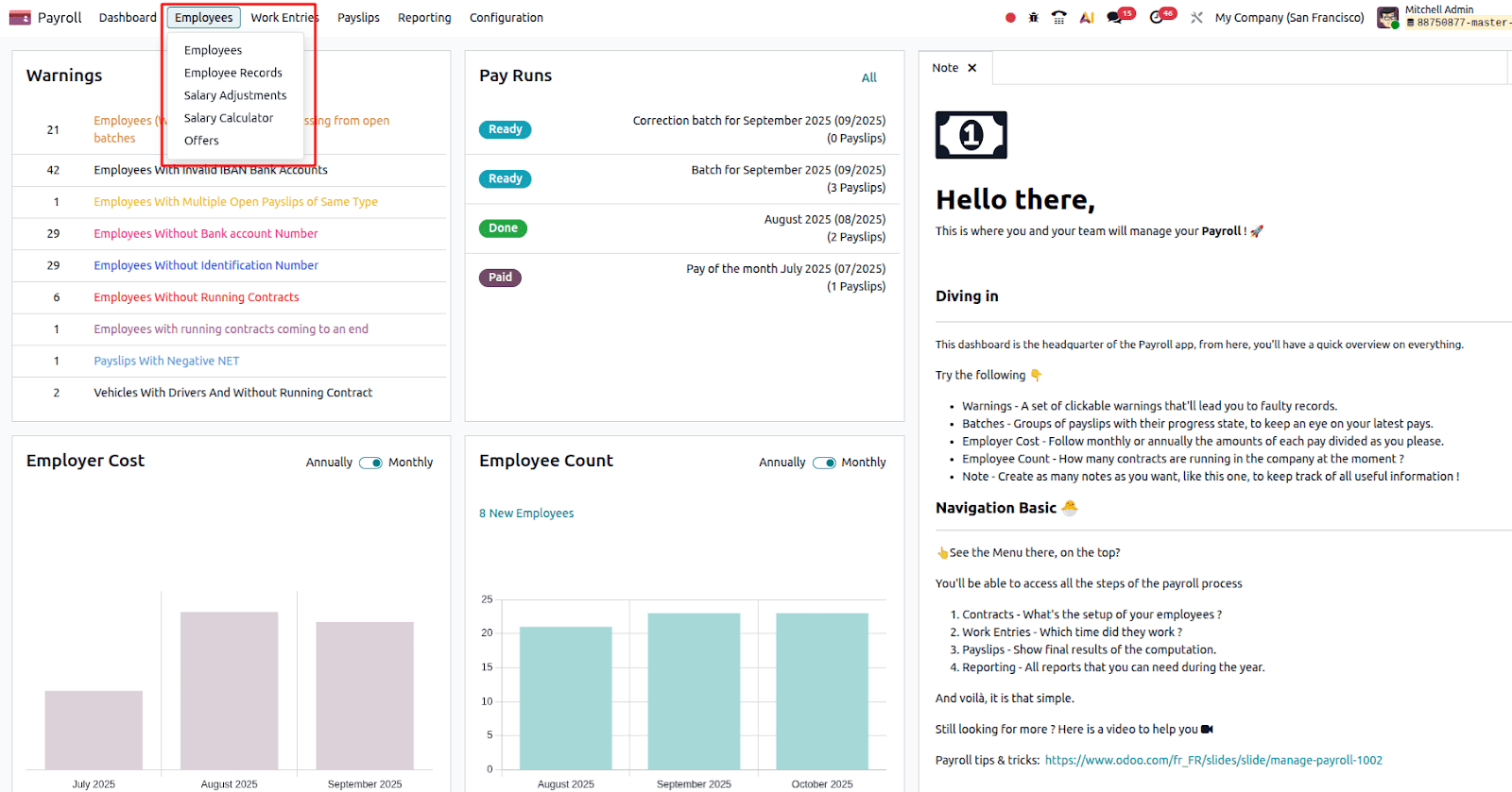 Tính năng tính lương liên kết  với hồ sơ nhân viên