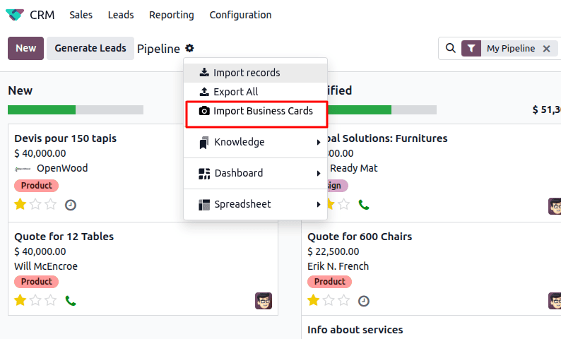 Tính năng quét danh thiếp trên Odoo 19